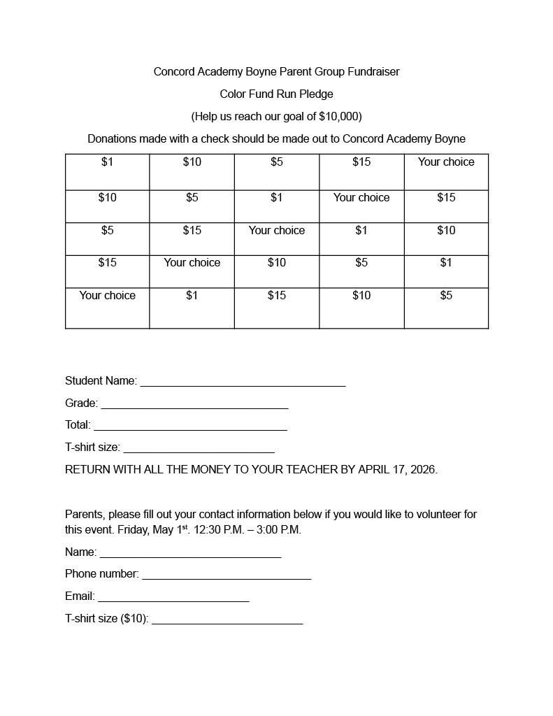 Pledge Sheet