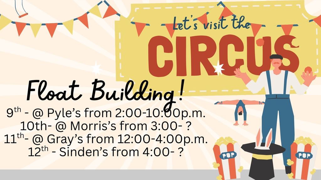 Float Building Times for Sunday