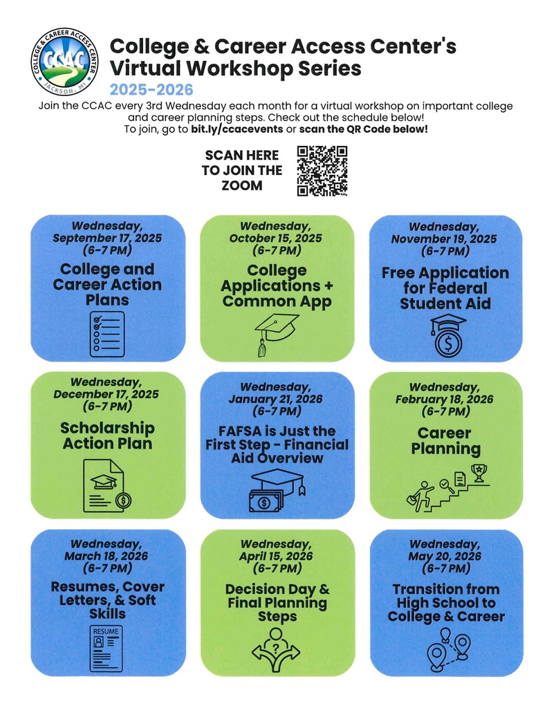 College & Career Access Center's Virtual Workshop series.