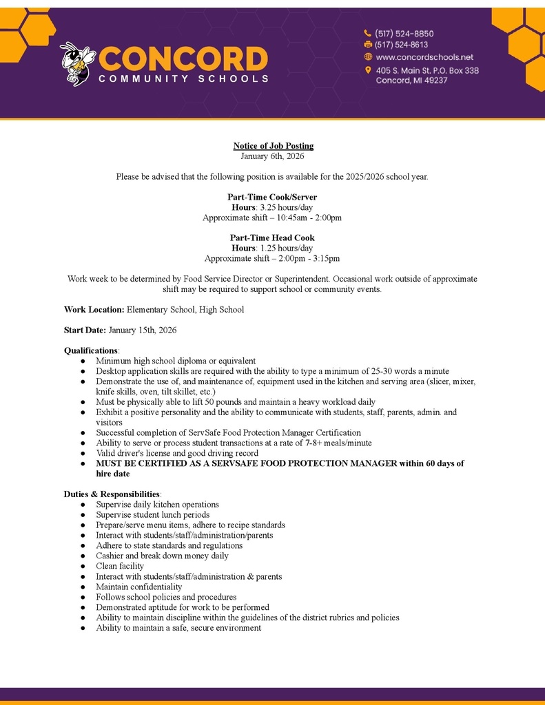 part time cook/server