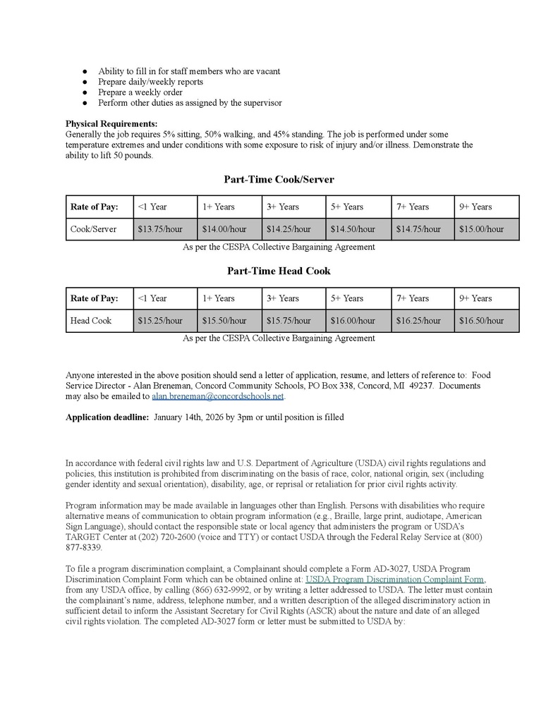 part time cook/server