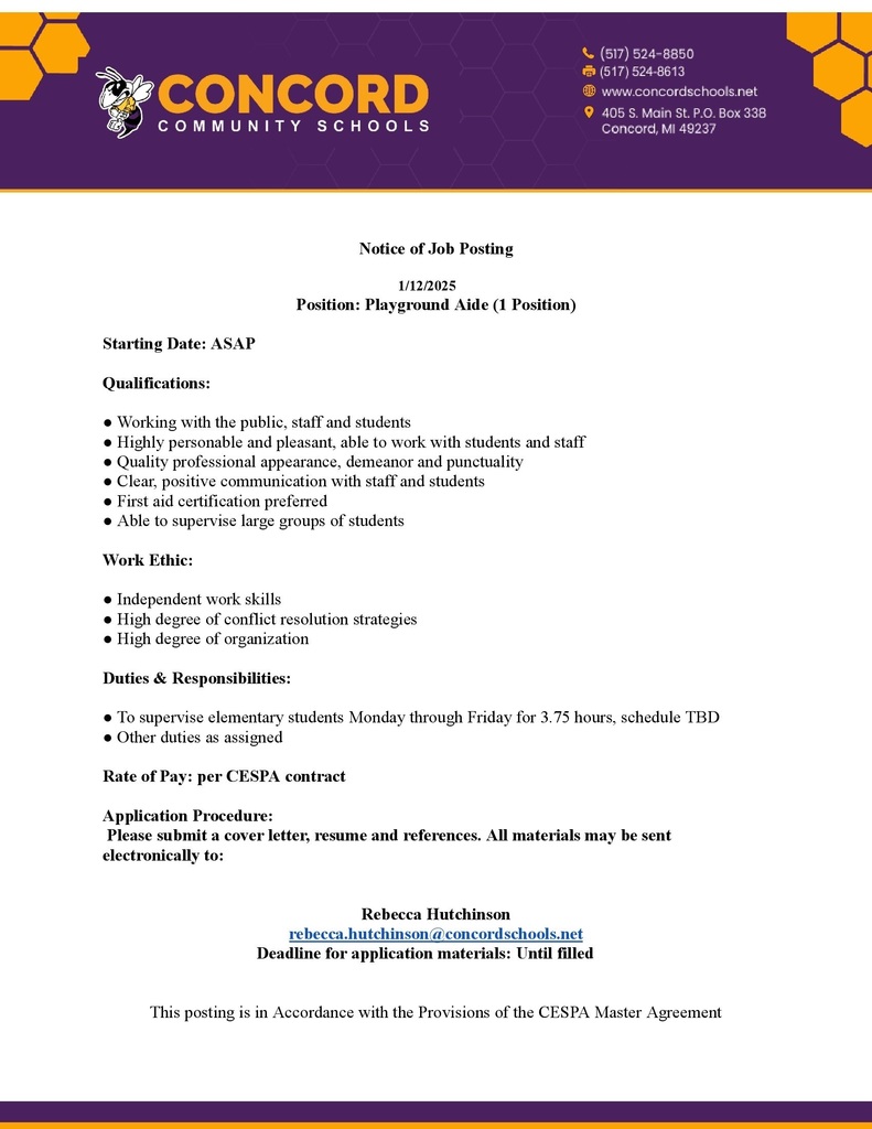 Playground Aide -25-26