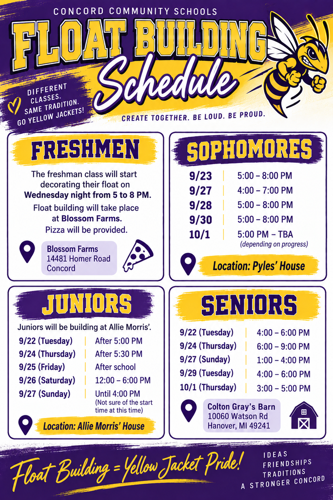 Float Building Schedule