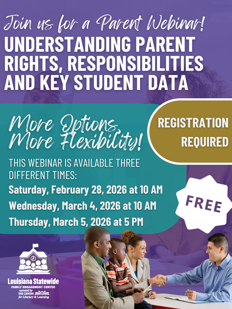 Join us for a Parent Webinar!  Registration required.  Free for all.