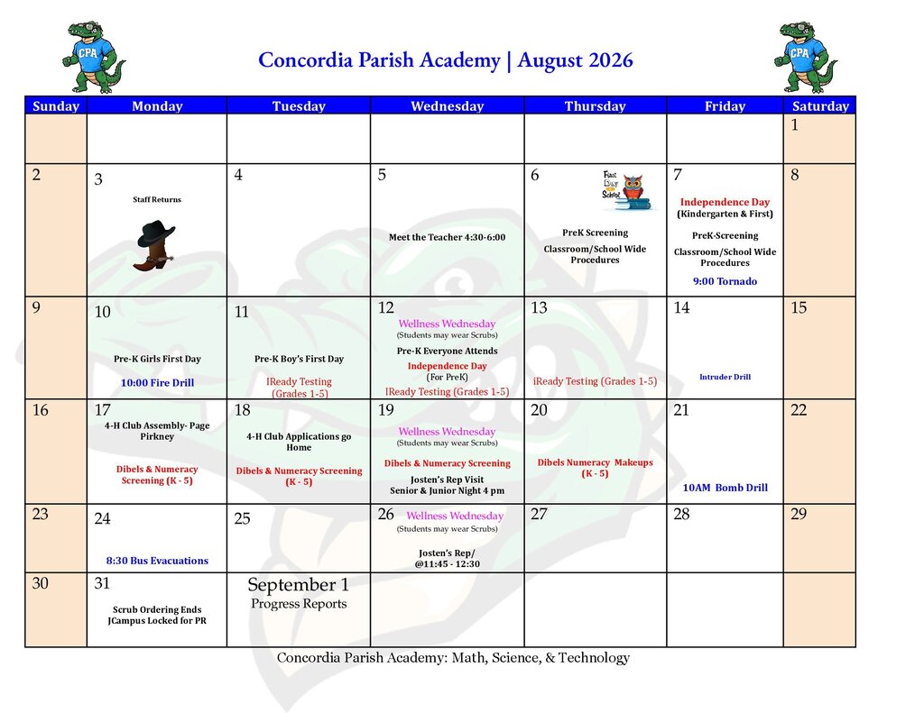 August Calendar