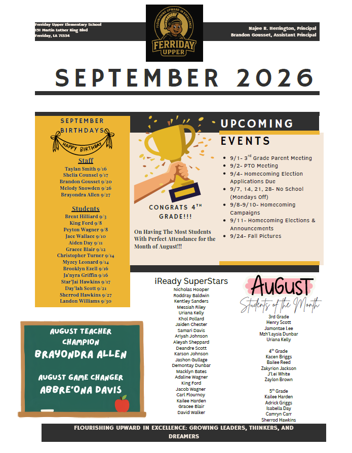 A page from a calendar displays "September 2026" at the top. It includes sections for events, upcoming events, and SuperStars.