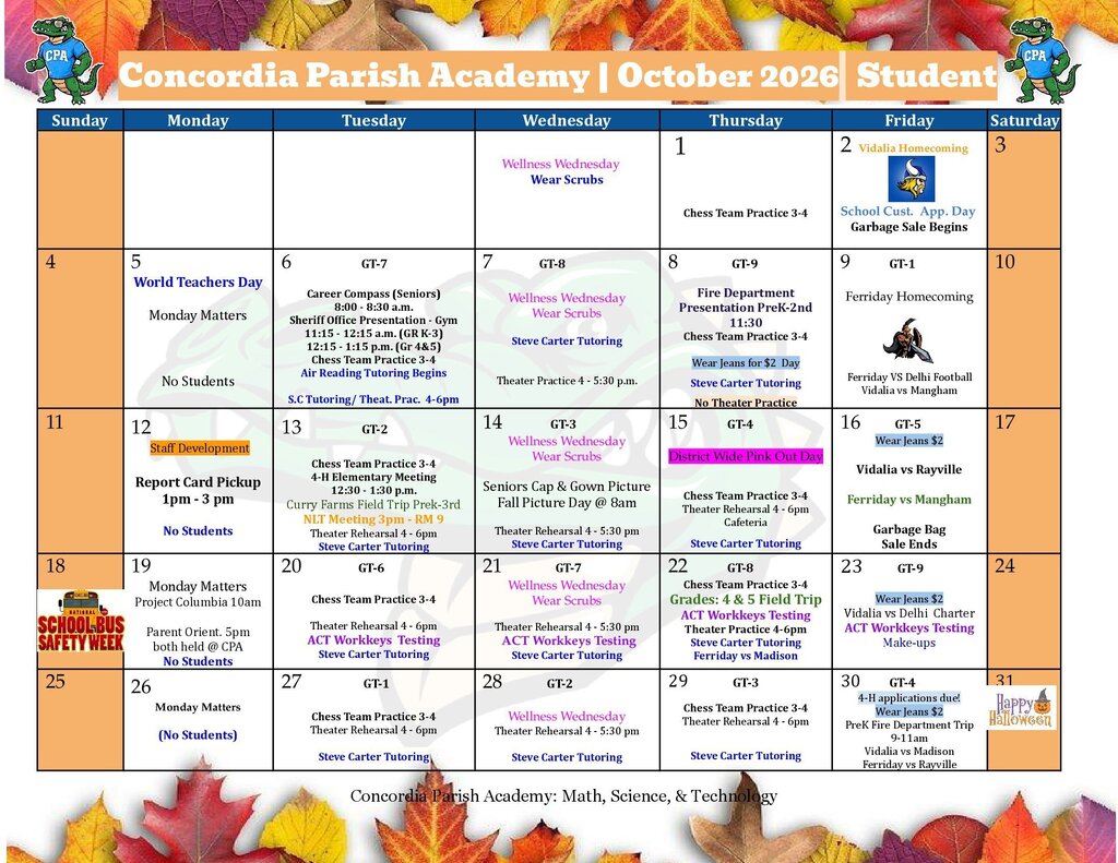 October Calendar