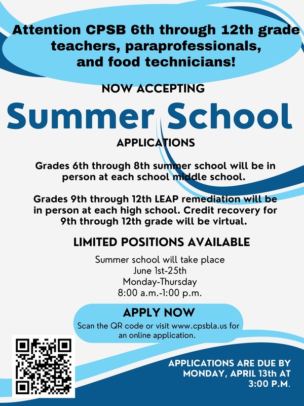 Summer School Employment Flyer