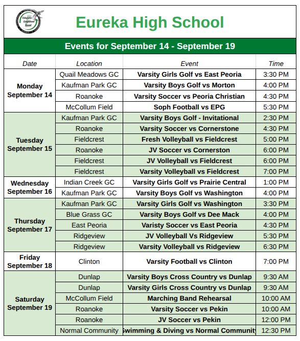 Events for September 14-19