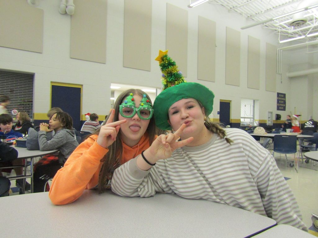 Two girls making silly faces for the camera