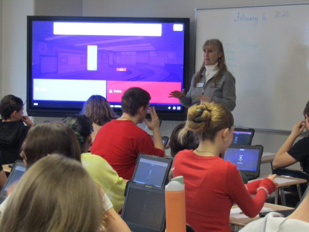 Presenter playing  Kahoot with students