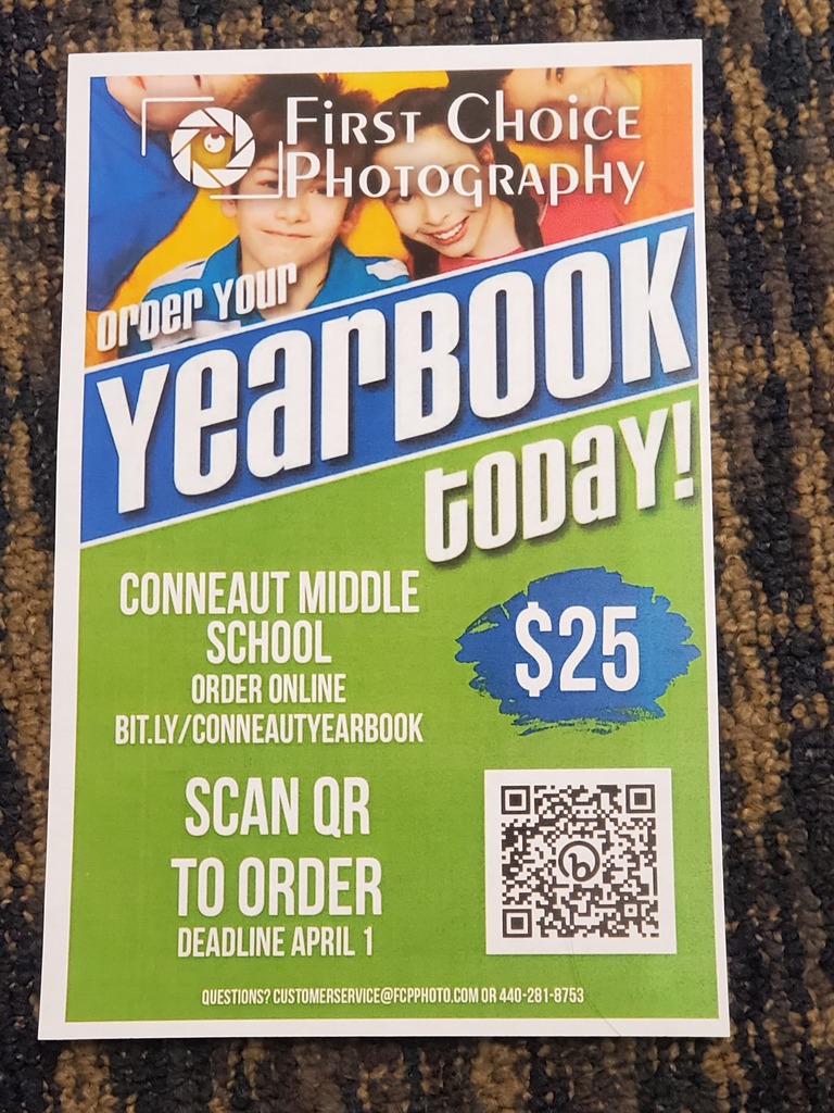 Flyer to buy a middle school yearbook