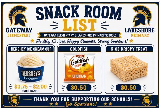 Snacks available in the cafeteria 