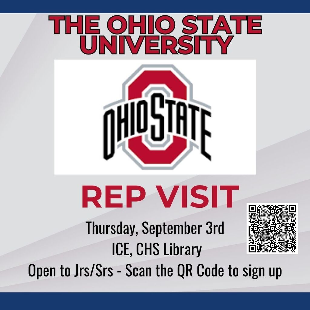 Ohio State University Rep Visit Thursday, Sept. 3rd during ICE