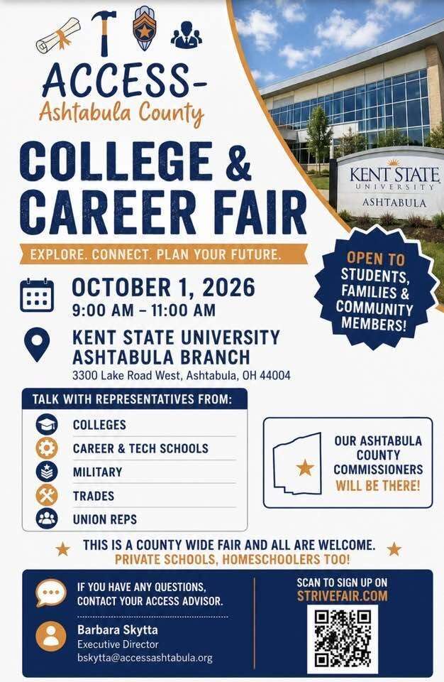 Ashtabula County College and Career Fair October 1, 2026