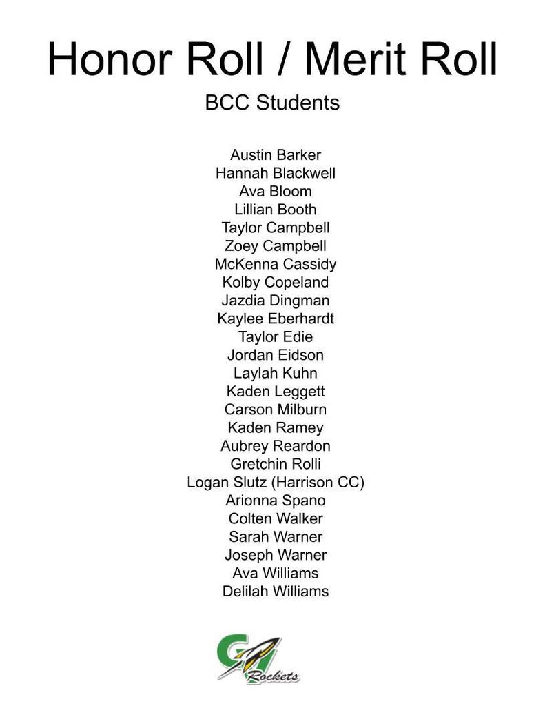BCC Honor / Merit Roll