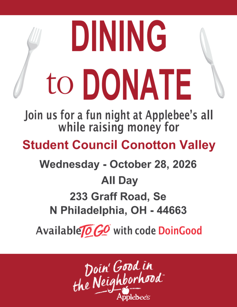 Student Council Applebee's Flyer Information