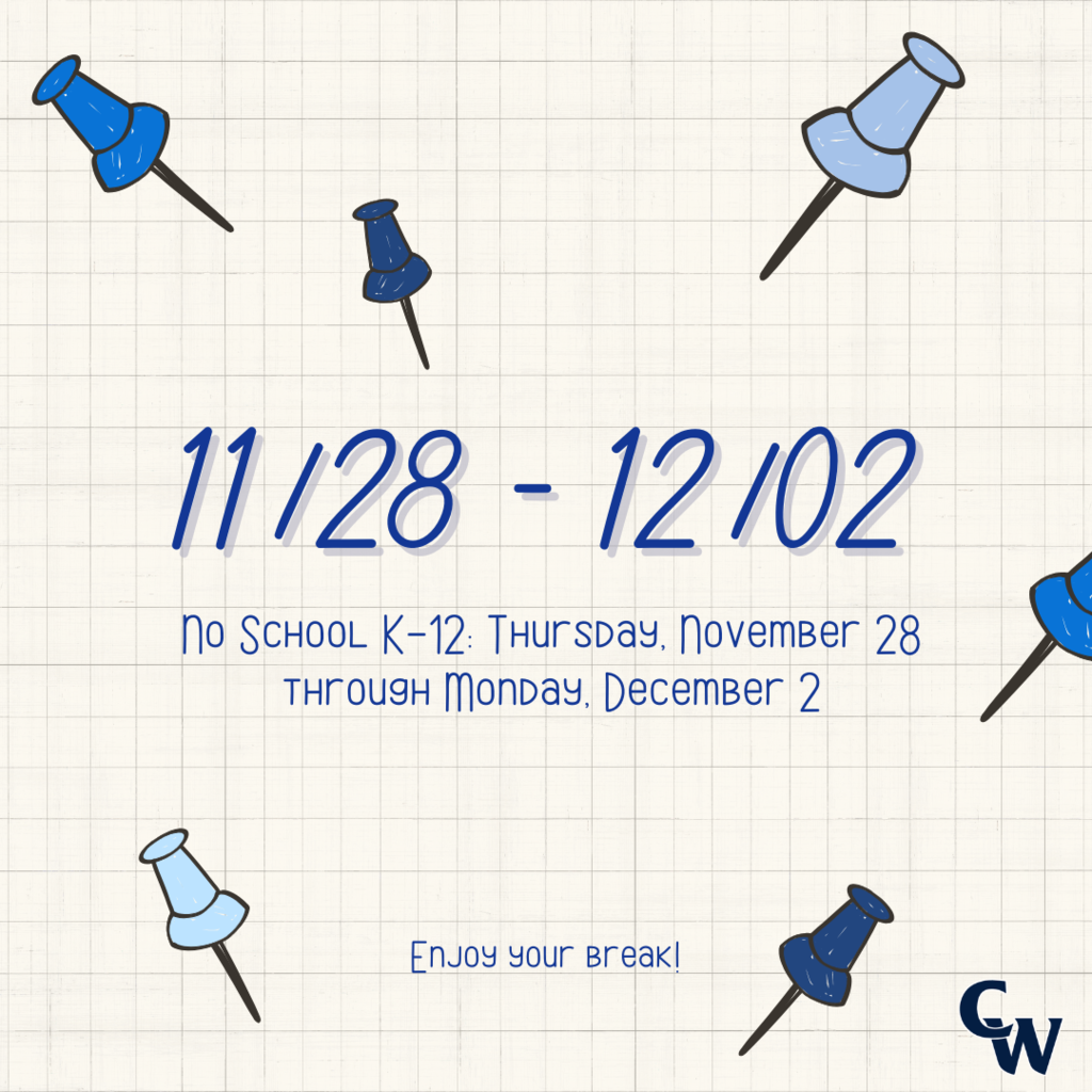 Reminder! π¦π€π There will be no school Thursday, 11/28 through Monday, 12/02. We will welcome students back on Tuesday, 12/03. Enjoy your break! #ThanksgivingBreak #WeAreWeiser ADA Compliance: 11/28 - 12/02 No School K-12: Thursday, November 28 through Monday, December 2 Enjoy your break!