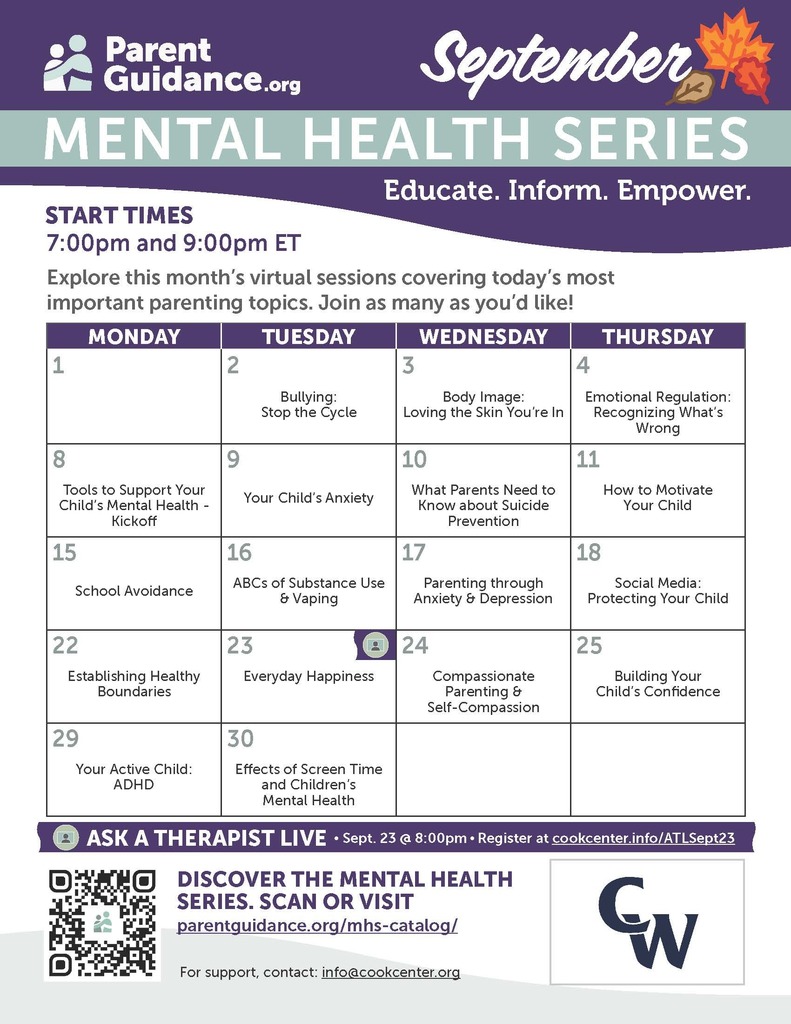📬 CW families, check your email for more info! @ParentGuidance @cook_center_ #MentalHealthMatters #ParentGuidance #WeAreWeiser 💙👨👩👧👦
