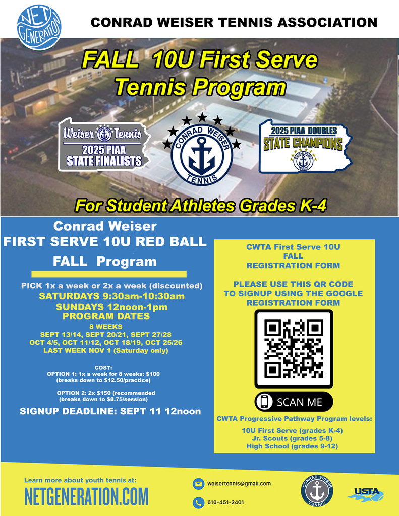 Weiser_Tennis (insta), Conrad Weiser Tennis Association (Facebook)
