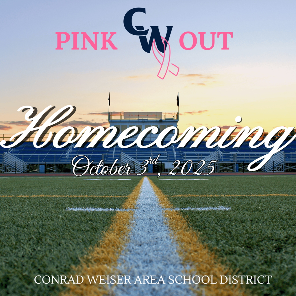 CW pink out, homecoming, 10/3/2025, image is a sunset over the football field