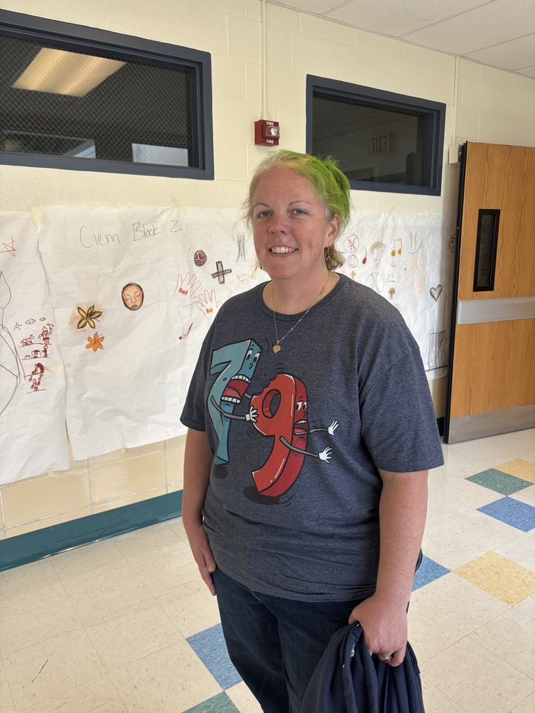 teacher posing with crazy hair