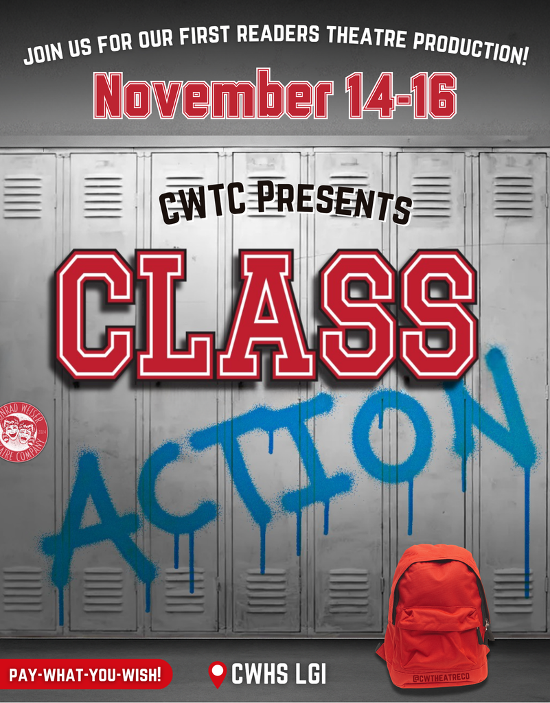 The graphic features a set of silver metal lockers, with red and blue font, and a red backpack on the floor in the foreground.