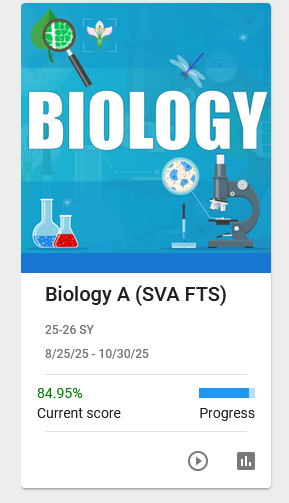 Biology course progress screenshot