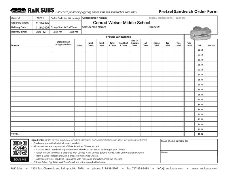 pretzel sandwich order form