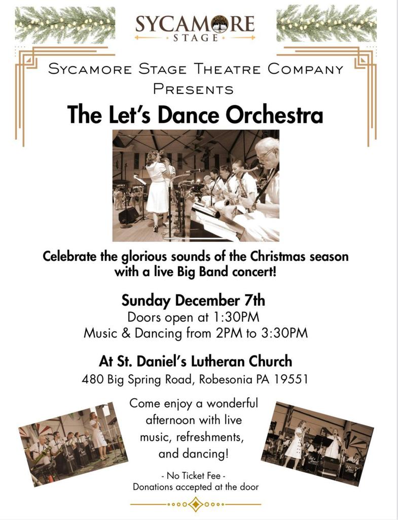 flyer for event on 12/7, pictures include people singing on stage