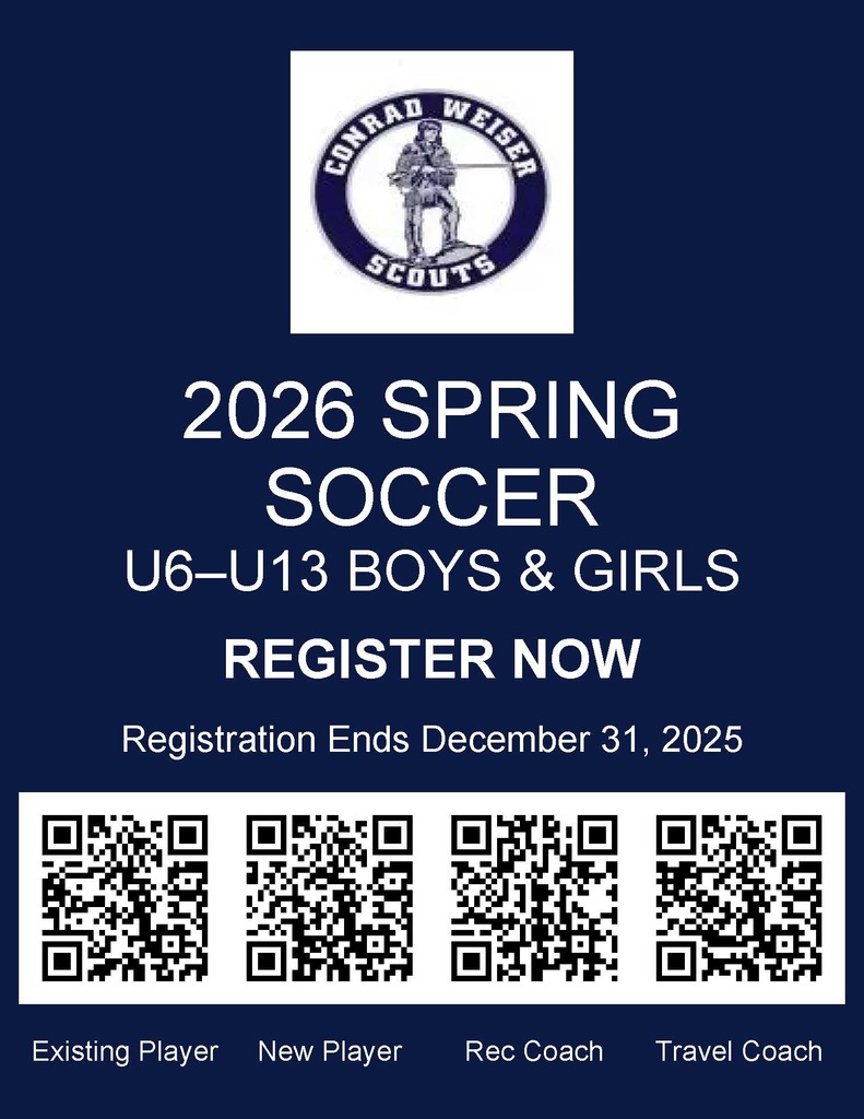 "2026 Spring Soccer U6-U13 Boys and Girls Register Now Registration Ends December 31, 2025 Existing Player, New Player, Rec Coach, Travel Coach"