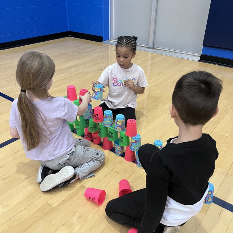 students working with speed stacks