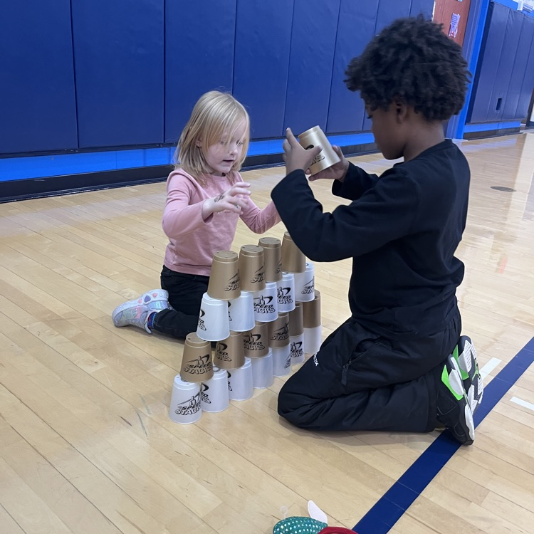 students working with speed stacks