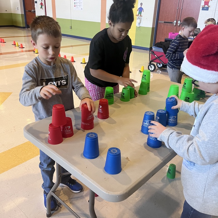 students working with speed stacks