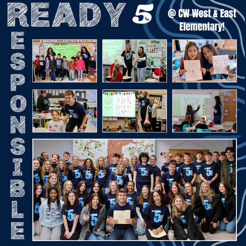 PIctures of NHS students from the High School teaching elemetnary studetns about being responsible