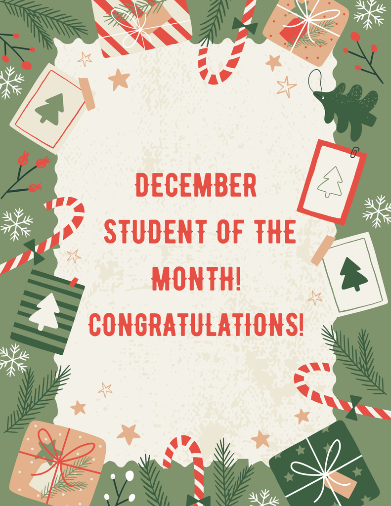 December Student of the Month poster