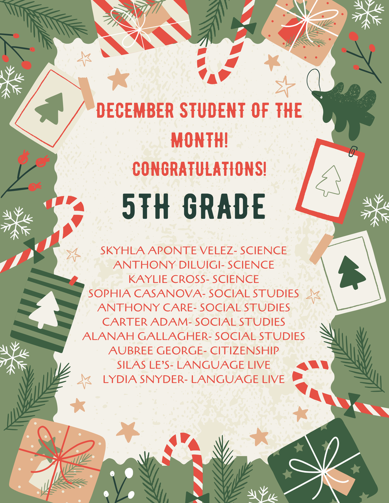 December Student of the Month poster for 5th Grade part 2