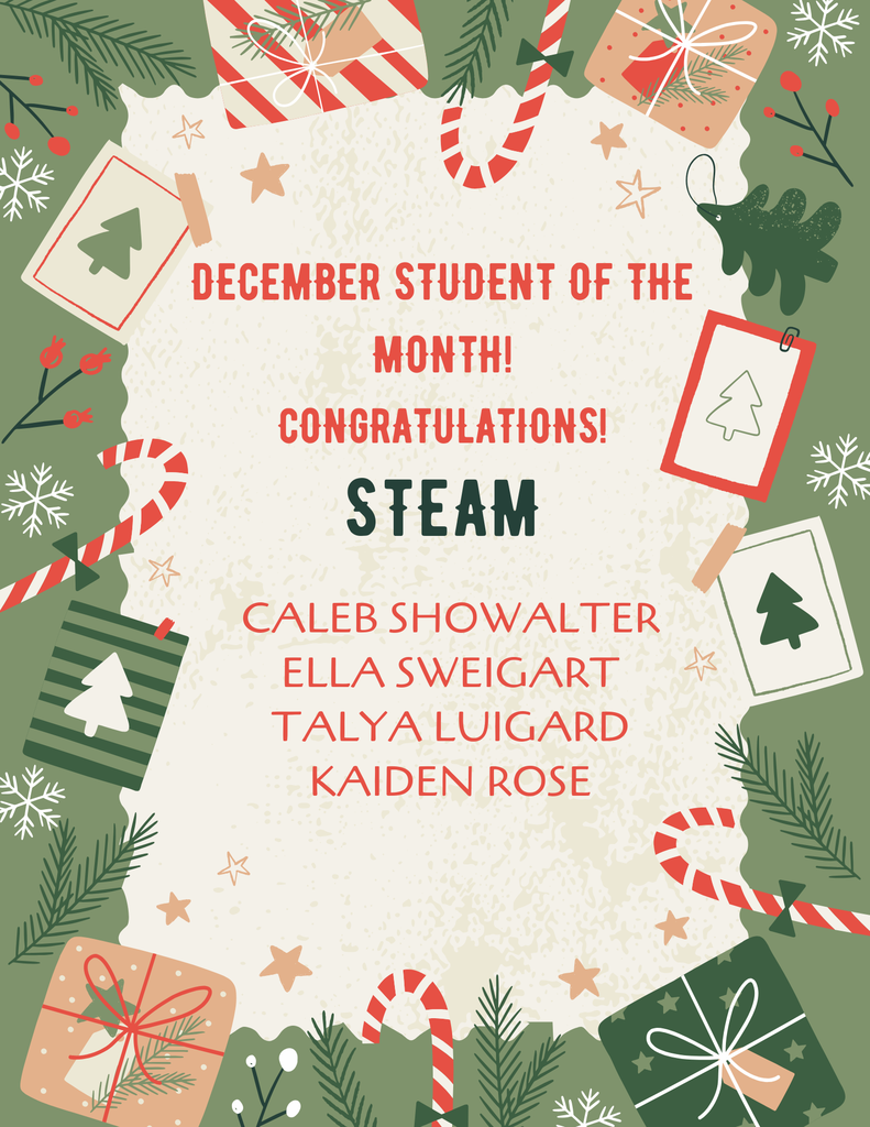 December Student of the Month poster for Steam