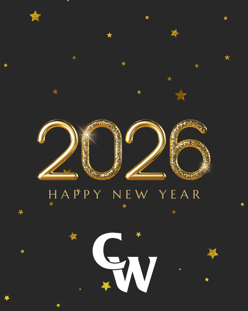 black background with gold stars, 2026 is gold and sparkly, white CW logo