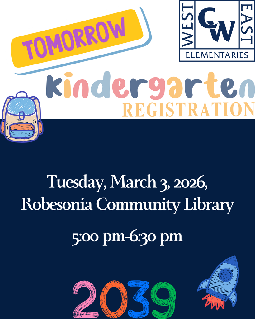 reminder, tomorrow is K registration at RObesonia library