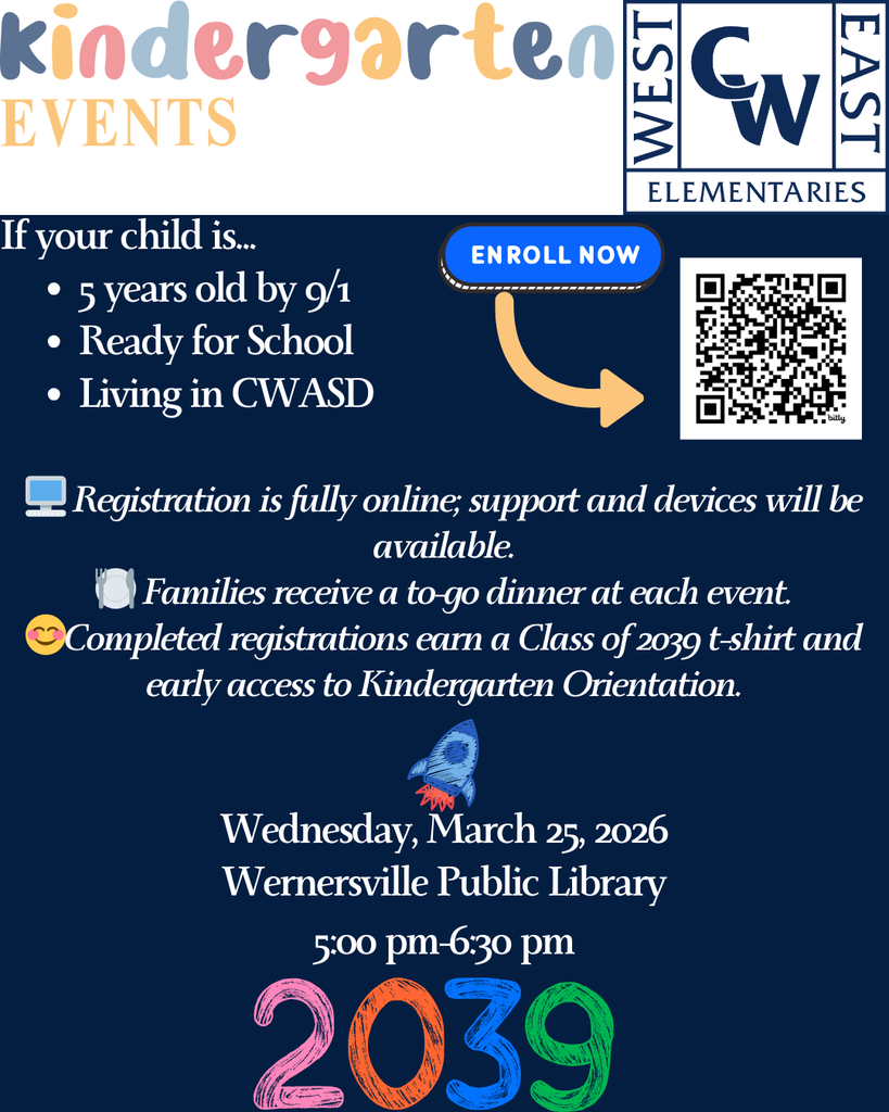 blue background, kindergarten events, QR code to register