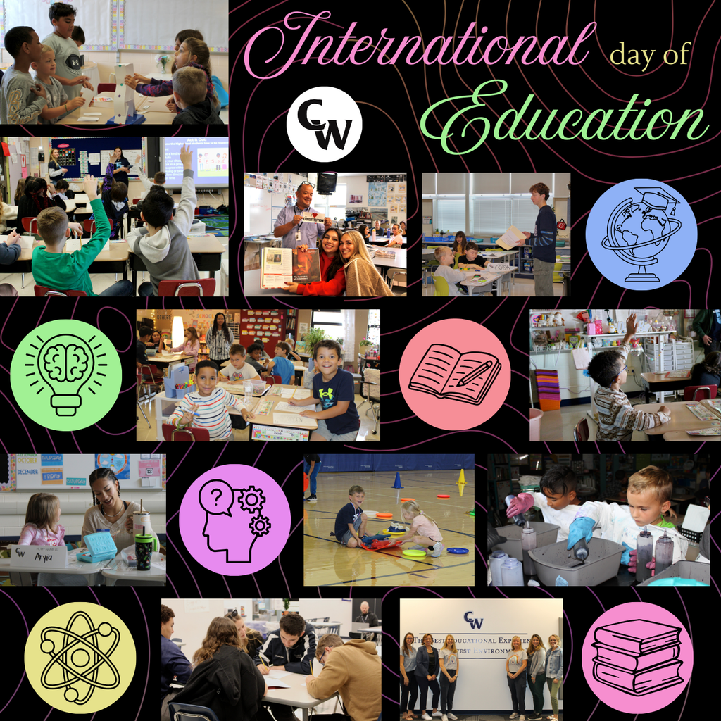 12 pictures of k-12 students learning in the classroom