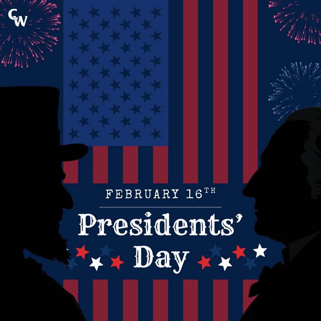 US flag with black shadows of LIncoln and Washington