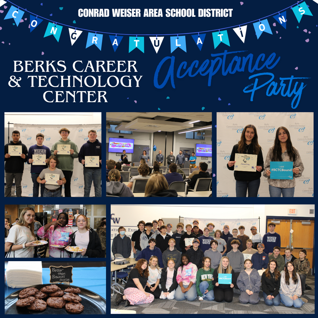 BCTC Acceptance Party - 2026 ; pictures of students with certificates and eating cookies