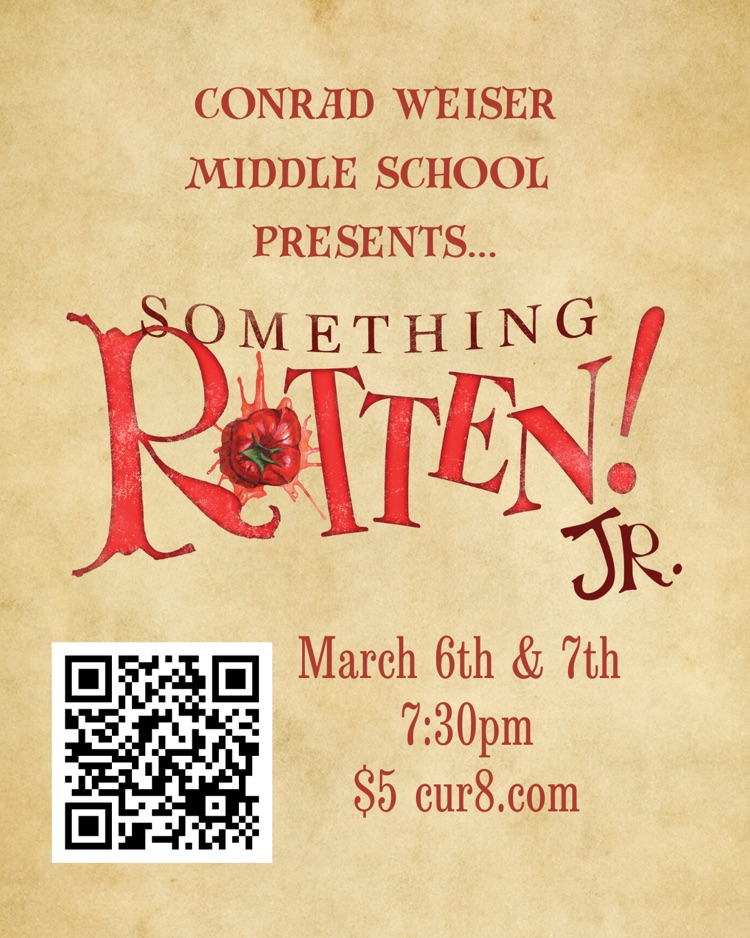 poster for something rotten jr with a QR code