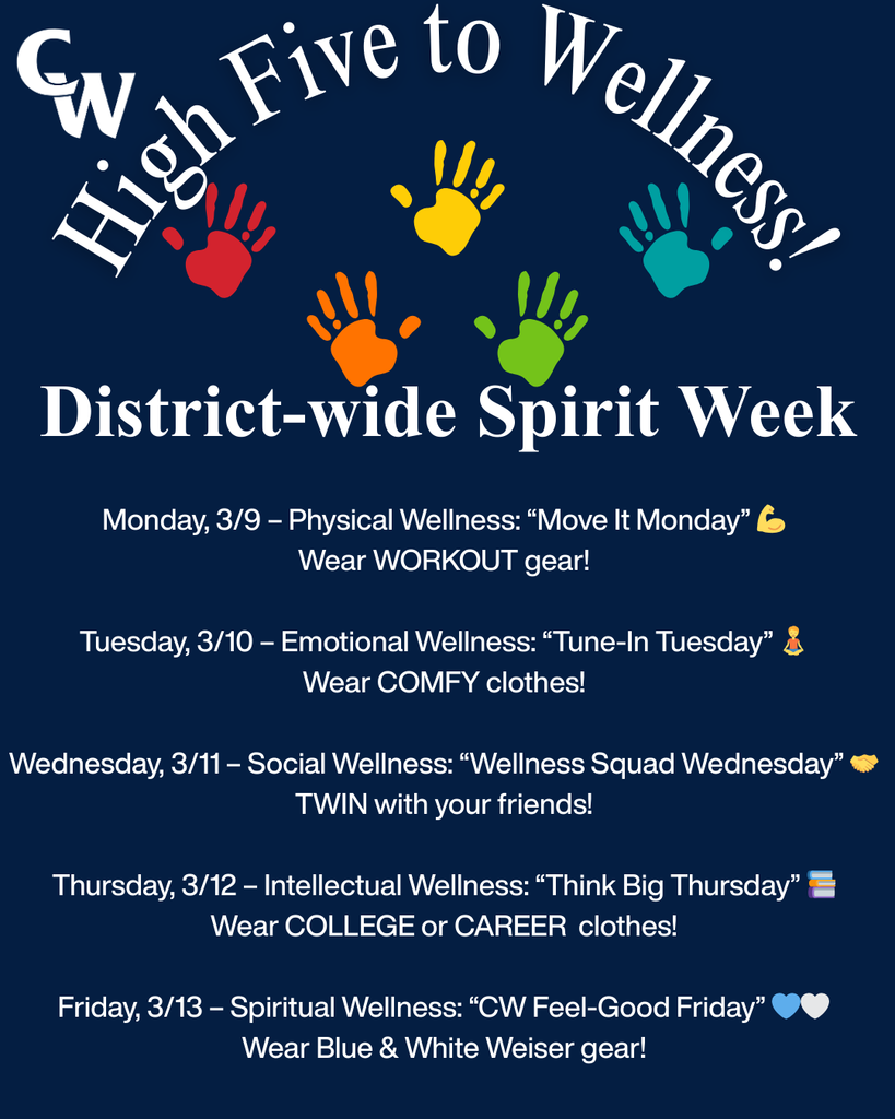 district wide spirit week information for 3/9 week