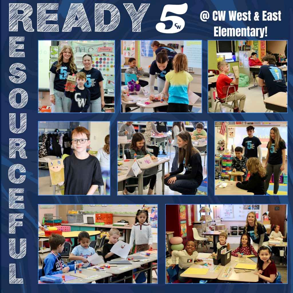 photos of high school students teaching elementary students about the word resourceful