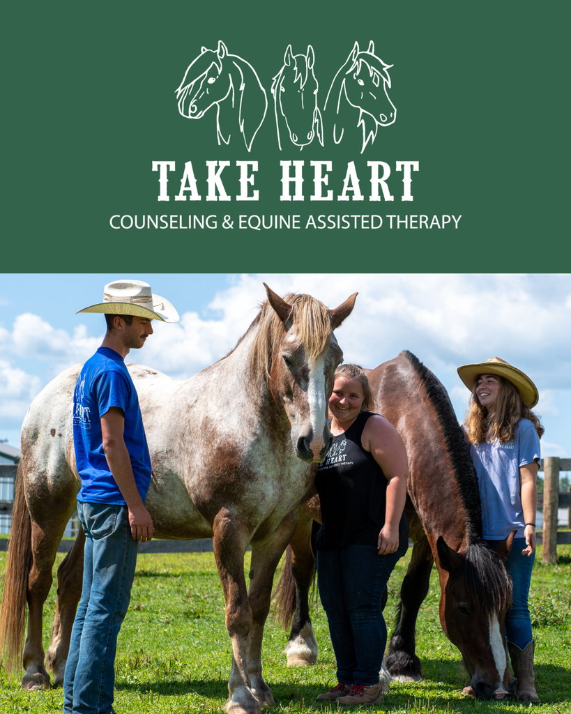 The photo is of a group activity with horses.