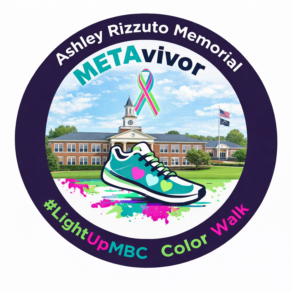 color walk promo; government building in the background, colorful shoe in the front, graphics