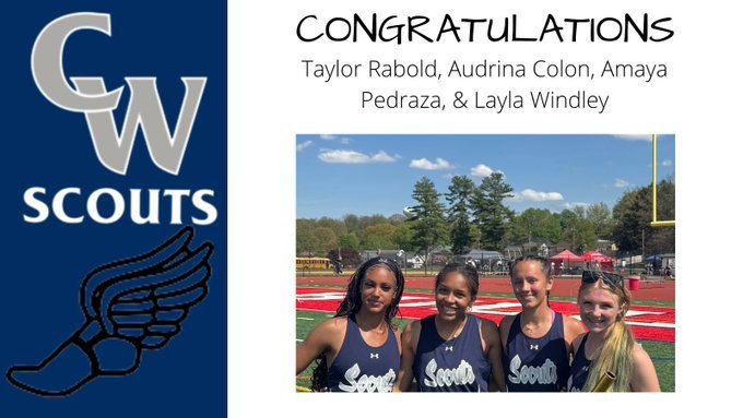 track 4x100 team, 4 high school girls